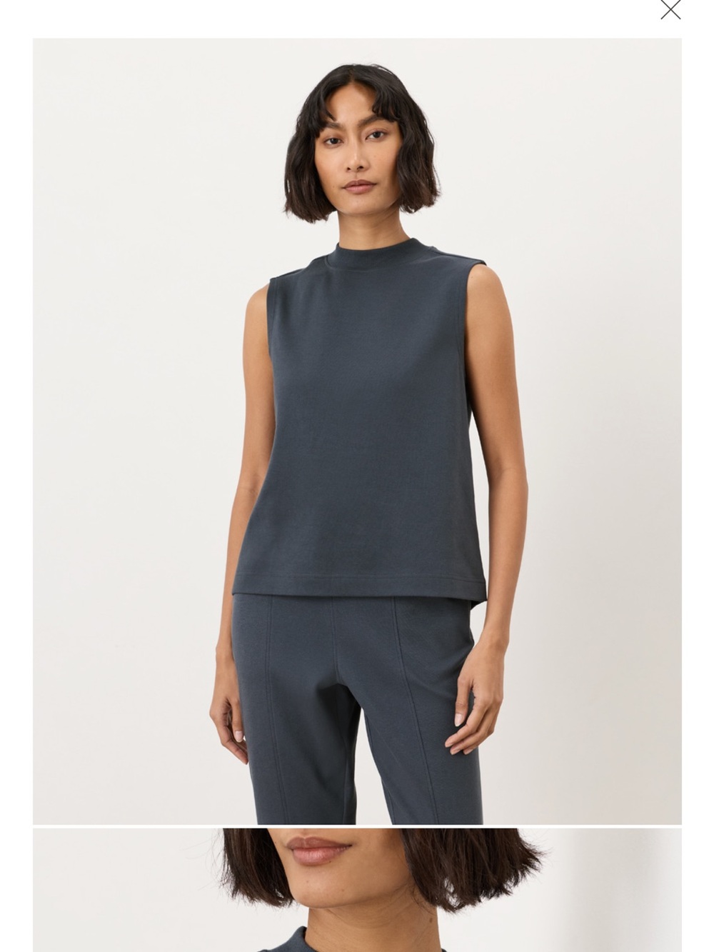 NWT, Pact Organic Airplane Mock Neck Shell, size L, Steel Blue